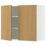 SEKTION Wall cabinet with 2 doors, white/Sinarp oak veneer, 36x15x30 "