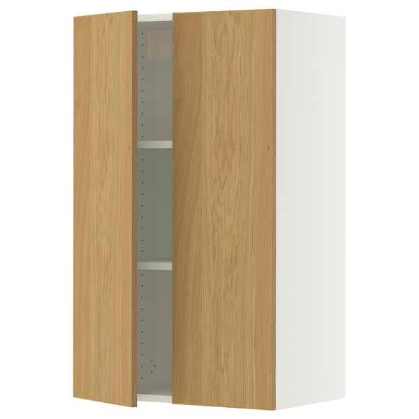 SEKTION Wall cabinet with 2 doors, white/Sinarp oak veneer, 24x15x40 "