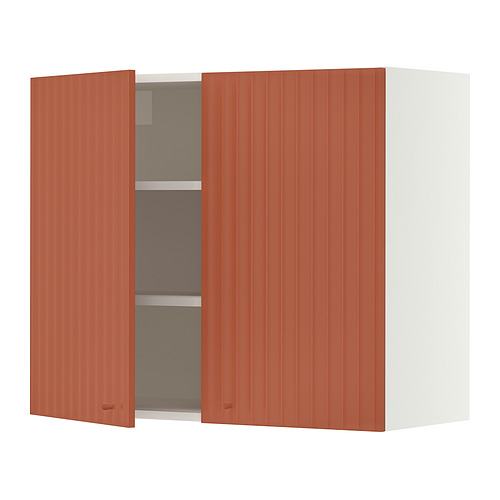 SEKTION Wall cabinet with 2 doors, white/Terrsjö red-brown wave pattern, 36x15x30 "