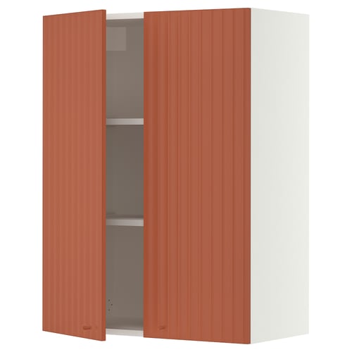 SEKTION Wall cabinet with 2 doors, white/Terrsjö red-brown wave pattern, 30x15x40 "