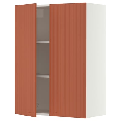 SEKTION Wall cabinet with 2 doors, white/Terrsjö red-brown wave pattern, 30x15x40 "
