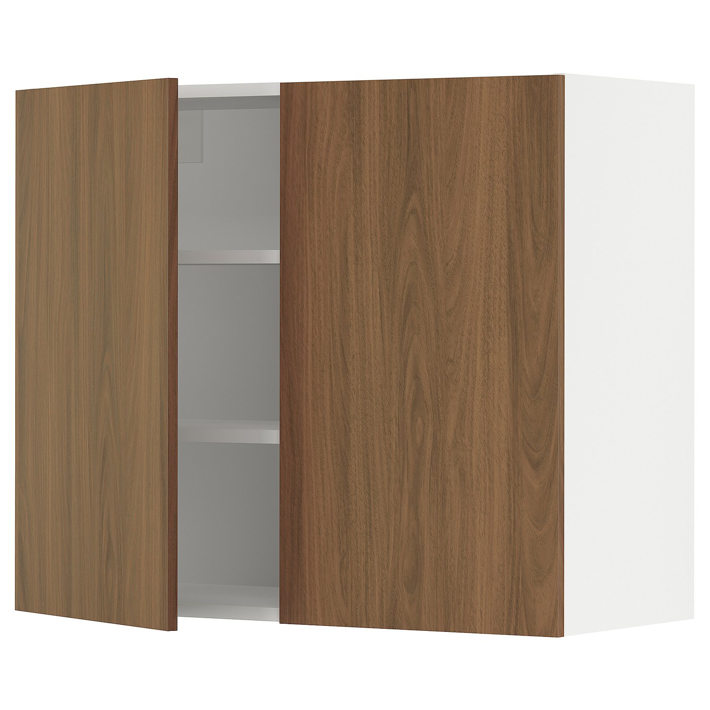 SEKTION wall cabinet with 2 doors, white/Tistorp brown walnut