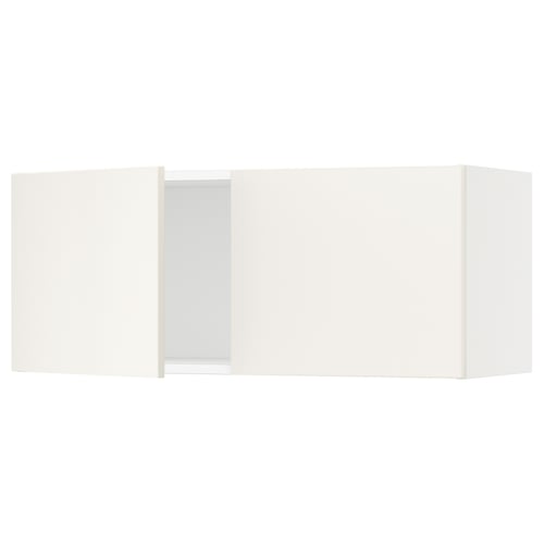 White kitchen cabinet set with smooth, modern design and doors.