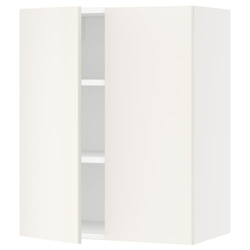 White SEKTION kitchen cabinet with adjustable shelves, modern design.