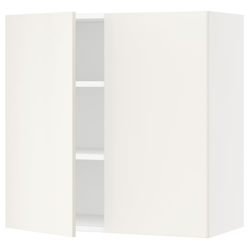 White SEKTION kitchen cabinet with adjustable shelves, modern design.