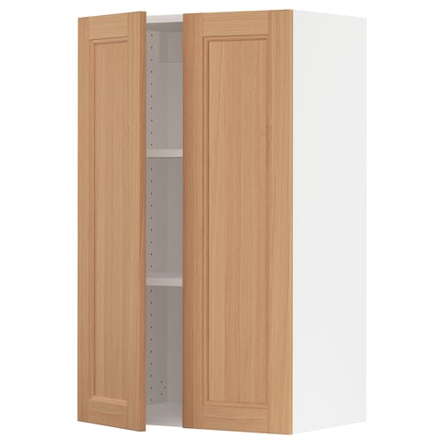 SEKTION oak wall cabinet, two doors, light wood, solid oak, rectangular, modern kitchen design.