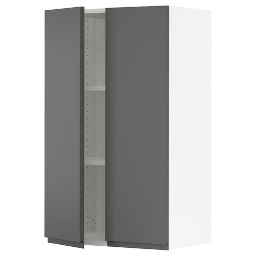 A grey SEKTION kitchen cabinet from ikea with a modern design and adjustable shelves.