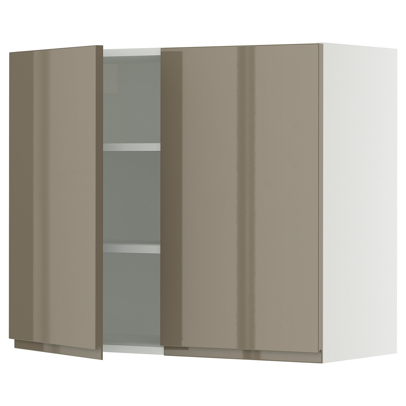 SEKTION wall cabinet with 2 doors, white/Voxtorp high-gloss dark