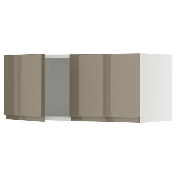 SEKTION Wall cabinet with 2 doors, white/Voxtorp high-gloss dark grey-brown, 36x15x15 "