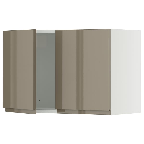 SEKTION Wall cabinet with 2 doors, white/Voxtorp high-gloss dark grey-brown, 30x15x20 "