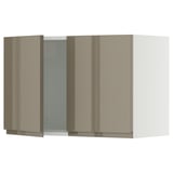 SEKTION Wall cabinet with 2 doors, white/Voxtorp high-gloss dark grey-brown, 30x15x20 "