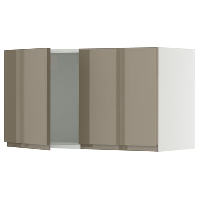 SEKTION Wall cabinet with 2 doors, white/Voxtorp high-gloss dark grey-brown, 36x15x20 "