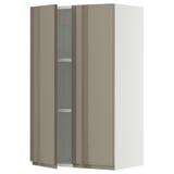 SEKTION Wall cabinet with 2 doors, white/Voxtorp high-gloss dark grey-brown, 24x15x40 "