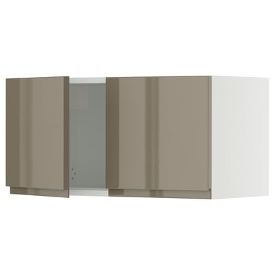 SEKTION Wall cabinet with 2 doors, white/Voxtorp high-gloss dark grey-brown, 30x15x15 "