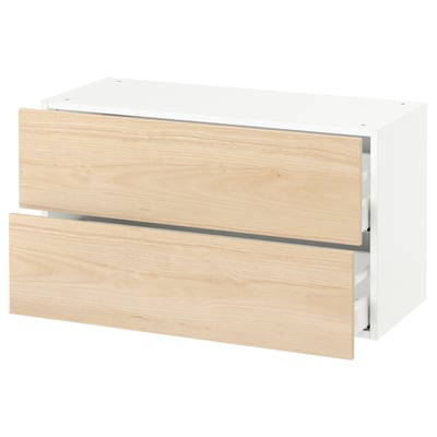 SEKTION Wall cabinet with 2 drawers, white Maximera/Askersund light ash effect, 36x15x20 "