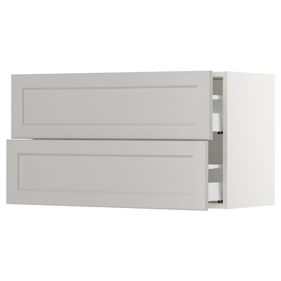 SEKTION Wall cabinet with 2 drawers, white Maximera/Lerhyttan light gray, 36x15x20 "