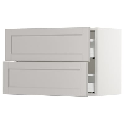 SEKTION Wall cabinet with 2 drawers, white Maximera/Lerhyttan light gray, 30x15x20 "