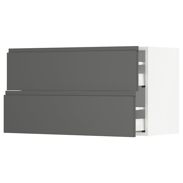 SEKTION Wall cabinet with 2 drawers, white Maximera/Voxtorp dark gray, 36x15x20 "