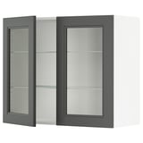 SEKTION Wall cabinet with 2 glass doors, white/Axstad dark gray, 36x15x30 "