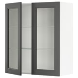 SEKTION Wall cabinet with 2 glass doors, white/Axstad dark gray, 36x15x40 "
