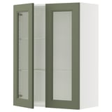 SEKTION Wall cabinet with 2 glass doors, white/Axstad gray-green, 30x15x40 "