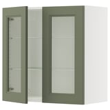 SEKTION Wall cabinet with 2 glass doors, white/Axstad gray-green, 30x15x30 "