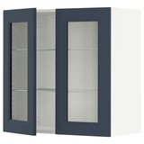 SEKTION Wall cabinet with 2 glass doors, white Axstad/matte blue, 30x15x30 "