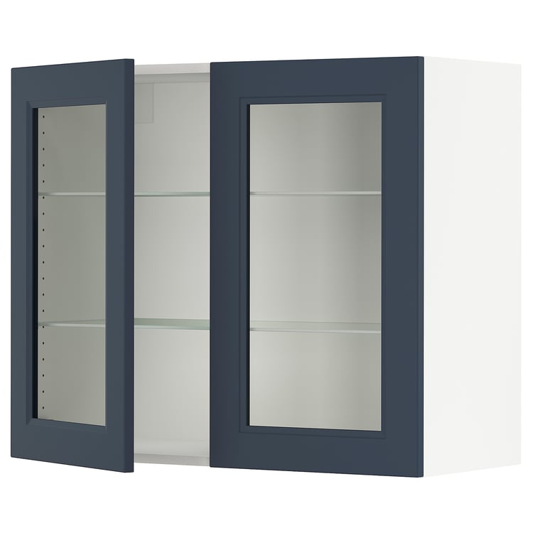 SEKTION wall with 2 glass doors, white Axstad/matte blue