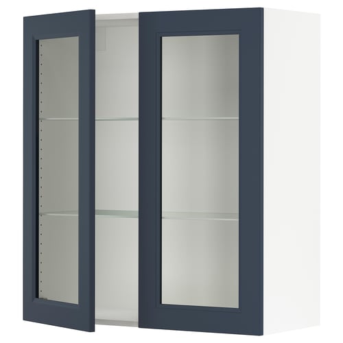 SEKTION kitchen cabinet, blue with glass doors, rectangular, modern design.