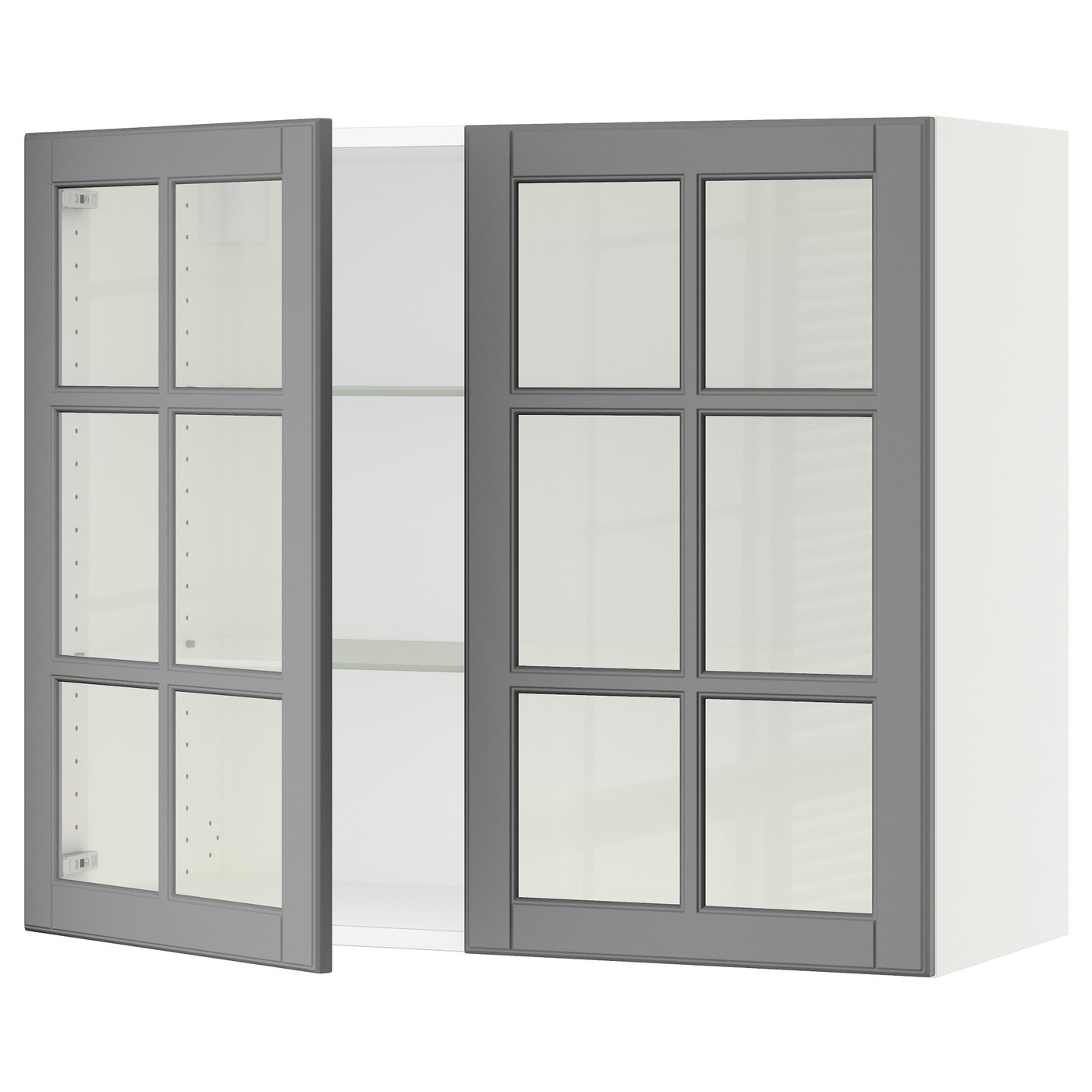 SEKTION wall with 2 glass doors, white/Bodbyn gray, 36x15x30