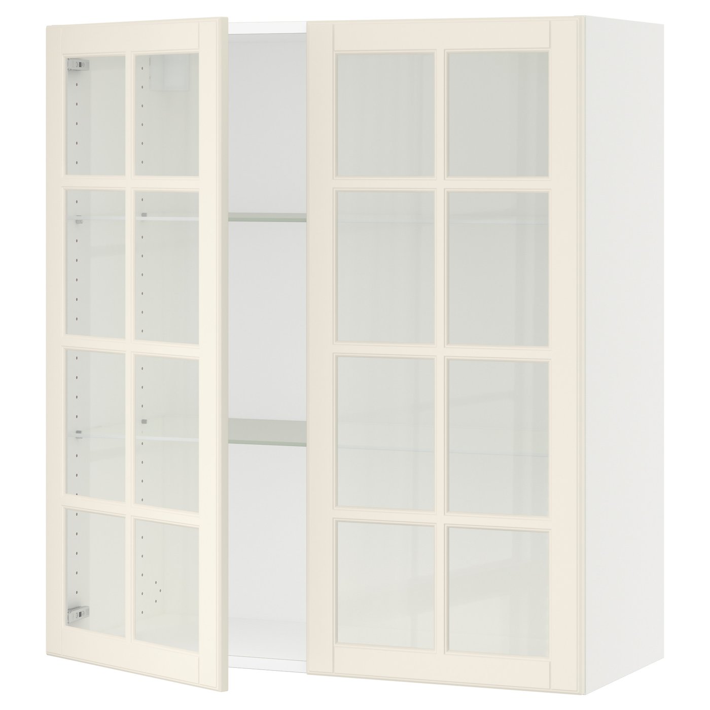 SEKTION wall cabinet with 2 glass doors, white Enköping/white wood