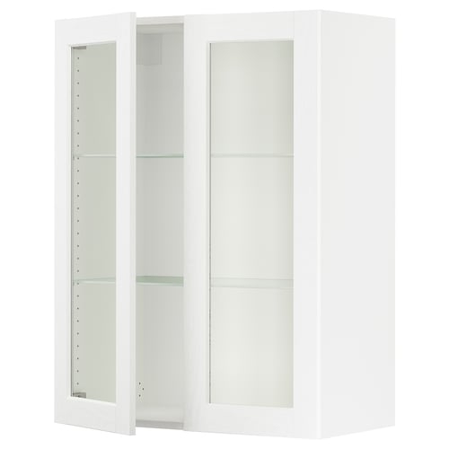 White ikea SEKTION kitchen cabinet with glass doors.