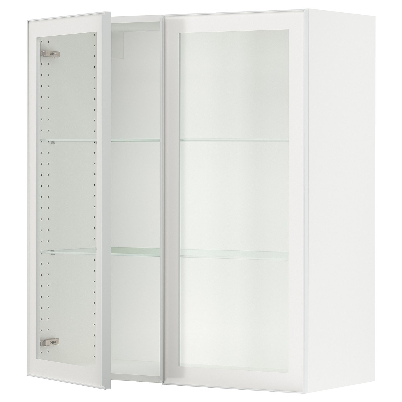 SEKTION wall cabinet with 2 glass doors, white/Hejsta white clear