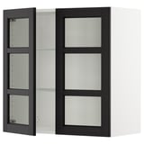 SEKTION Wall cabinet with 2 glass doors, white/Lerhyttan black stained, 30x15x30 "