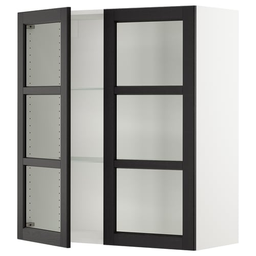 Modern kitchen cabinet: ikea SEKTION, black with glass doors, beveled edges.