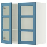 SEKTION Wall cabinet with 2 glass doors, white/Lerhyttan blue, 30x15x30 "