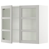 SEKTION Wall cabinet with 2 glass doors, white/Lerhyttan light gray, 36x15x30 "