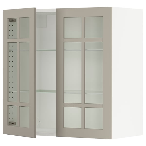 SEKTION Wall cabinet with 2 glass doors, white/Stensund beige, 30x15x30 "