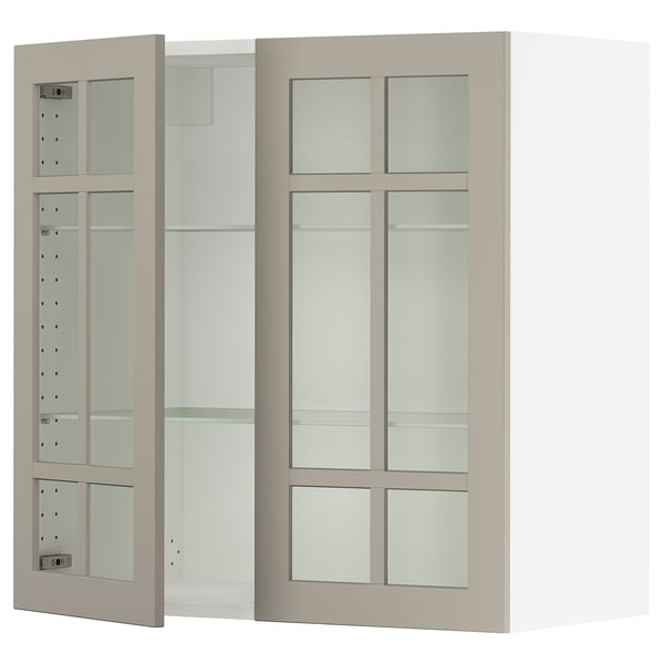 SEKTION Wall cabinet with 2 glass doors, white/Hejsta white clear glass,  30x15x30 - IKEA