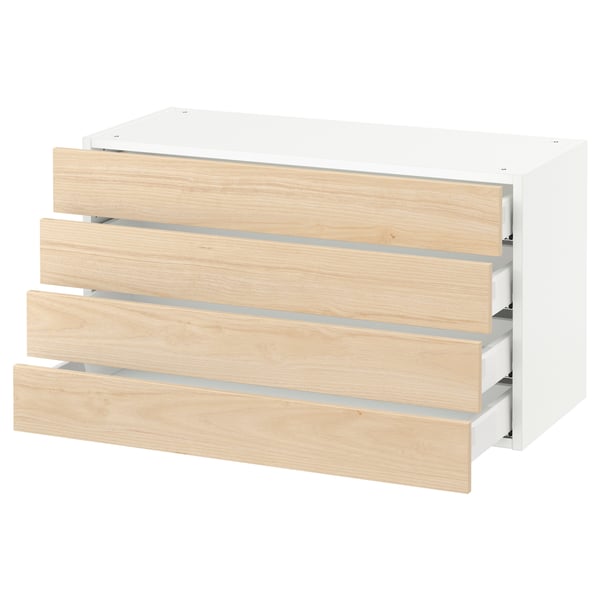 SEKTION Wall cabinet with 4 drawers, white Maximera/Askersund light ash effect, 36x15x20 "
