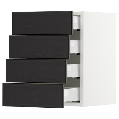 SEKTION Wall cabinet with 4 drawers, white Maximera/Lerhyttan black stained, 15x15x20 "