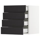 SEKTION Wall cabinet with 4 drawers, white Maximera/Lerhyttan black stained, 18x15x20 "