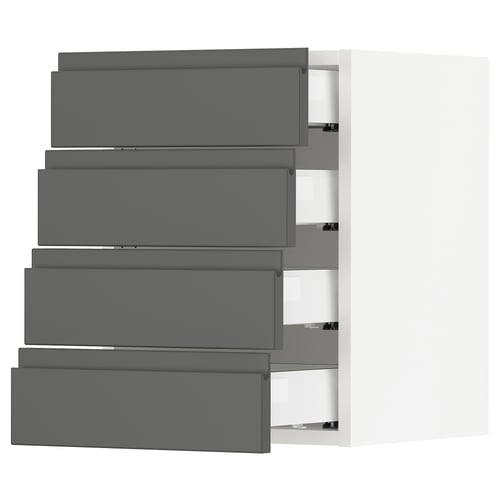 SEKTION kitchen unit. Dark grey pull-out drawers, modern design. Five drawers, sleek handles.