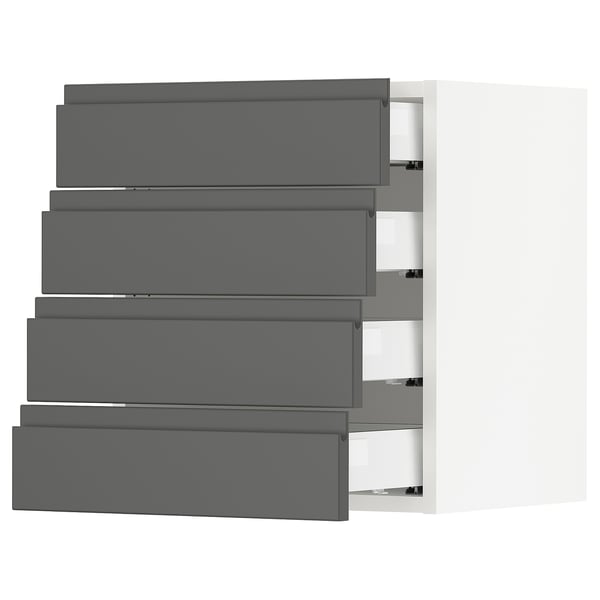 SEKTION Wall cabinet with 4 drawers, white Maximera/Voxtorp dark gray, 18x15x20 "