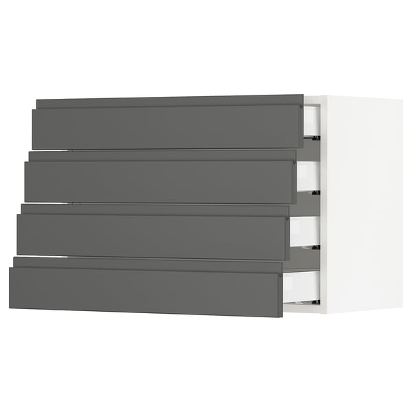 SEKTION Wall cabinet with 4 drawers, white Maximera/Voxtorp dark gray, 30x15x20 "