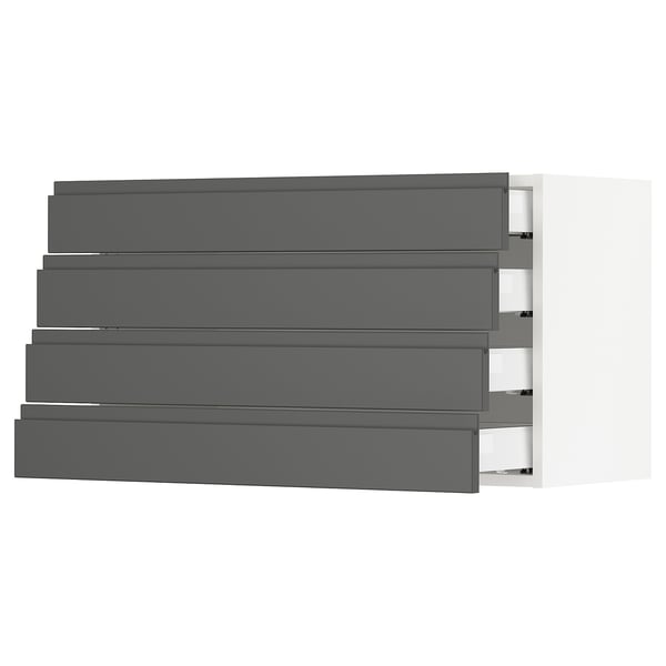 SEKTION Wall cabinet with 4 drawers, white Maximera/Voxtorp dark gray, 36x15x20 "