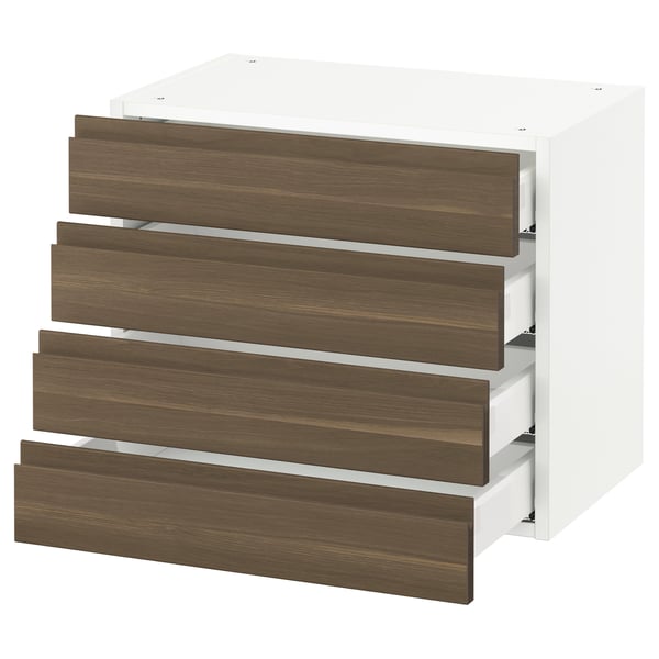 SEKTION wall with 4 drawers, white Maximera/Voxtorp walnut