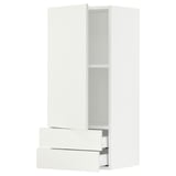 SEKTION Wall cabinet with door/2 drawers, white/Vallstena white, 18x15x40 "