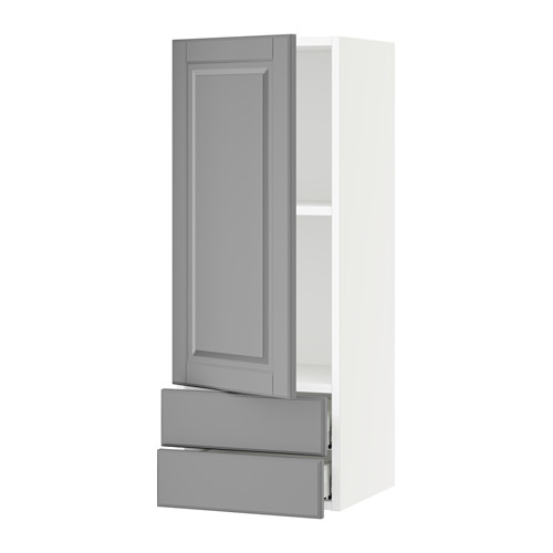 SEKTION Wall cabinet with door & 2 drawers - Bodbyn gray ...