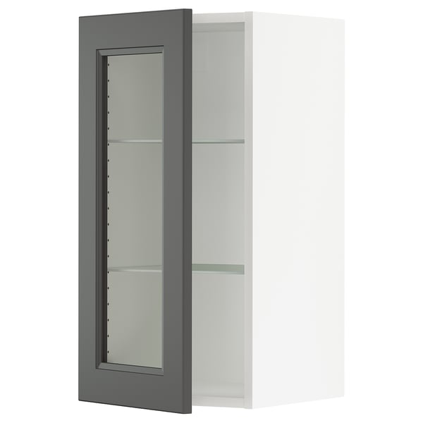 SEKTION Wall cabinet with glass door, white/Axstad dark gray, 15x15x30 "